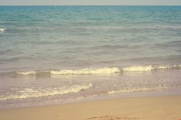 The incredible seascaping view of beach with blue sea in morocco in summer