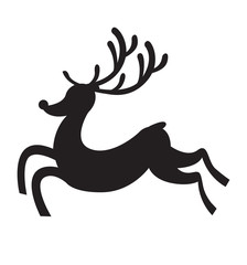 Reindeer runs silhouette icon vector flat vector illustration isolated on white 