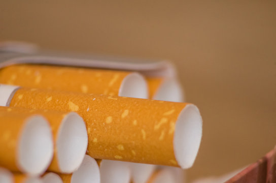 cigarettes in a pack, close-up