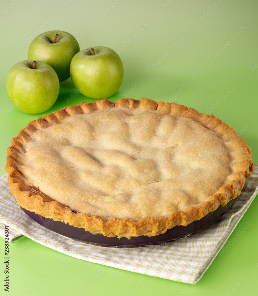 Sticker apple pie close up food image