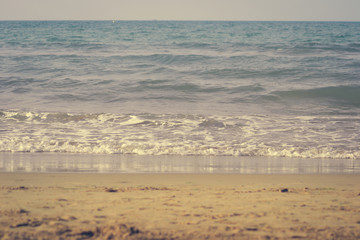The incredible seascaping view of beach with blue sea in morocco in summer
