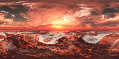 Mars, HDRI, omgevingskaart, Rond panorama, bolvormig panorama, equidistante projectie, 360 panorama met hoge resolutie