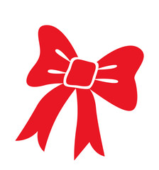 Red bow icon christmas element flat vector  isolated on white background