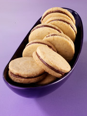 CHOCOLATE FILLED COOKIES   CLOSE UP FOOD IMAGE