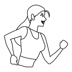 Fototapeta premium Woman running profile sideview in black and white