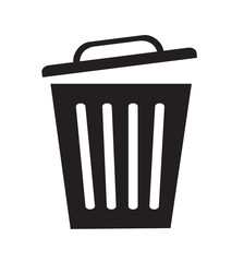 Trash can icon symbol delete vector flat  illustration isolated on white 