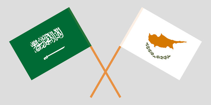 Cyprus and Kingdom of Saudi Arabia. The Cyprian and KSA flags. Official proportion. Correct colors. Vector