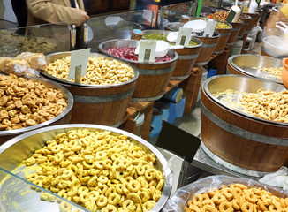 kiosk with typical dish and food from Italy