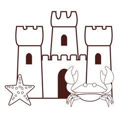 Summer and beach cartoon black and white