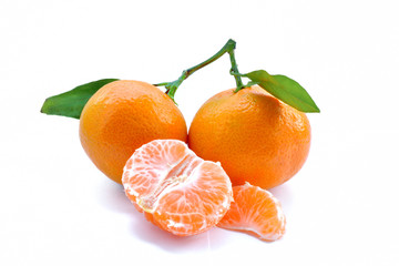 Mandarins on a white background