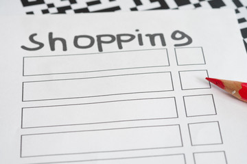 Red pencil and a shopping list