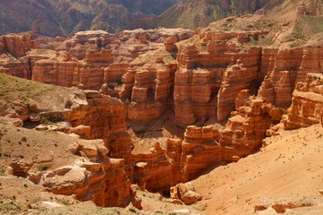 Charyn Canyon Nature Reserve. Bizarre rocks and slopes. Kazakhstan