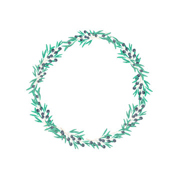 olive and dove floral illustration - olive branch frame wreath for wedding stationary, greetings, wallpapers, fashion, backgrounds, textures, DIY, wrapping, postcards, logo, branding,