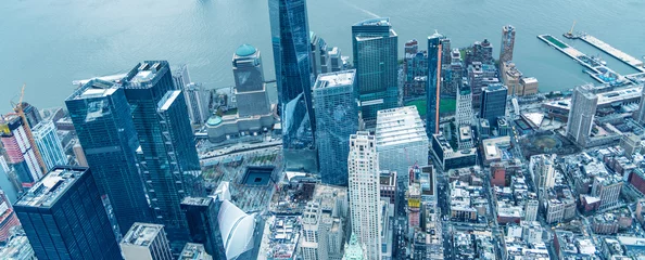 Poster Downtown Manhattan and Jersey City as seen from the helicopter © jovannig