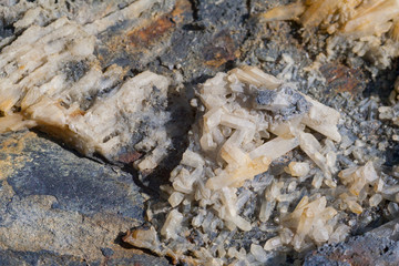 Close up of Quartz formations on rocks
