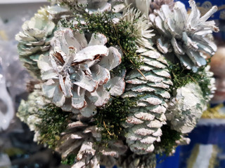 holiday arrangement with cones