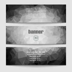A set of modern vector banners with polygonal black and white