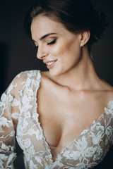 beautiful bride with a neckline