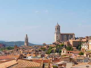 Obraz premium Girona cityscape with the Cathedral of Girona, Catalonia, Spain.