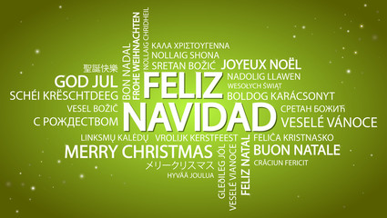 Fototapeta na wymiar Word cloud Merry Christmas (in Spanish)
