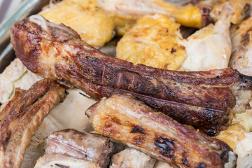 Cooked tasty mixed grilled meat