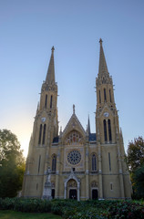 Fototapeta na wymiar Scenic view of old church somewhere in capital of Hungary Budapest