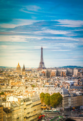 skyline of Paris with eiffel tower - obrazy, fototapety, plakaty