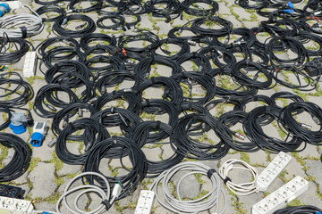 Stage equipment lying on the floor