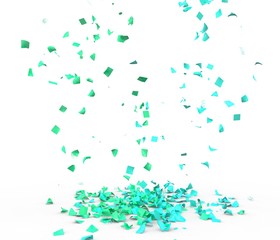 Bright and colorful confetti flying on the floor. Isolated background