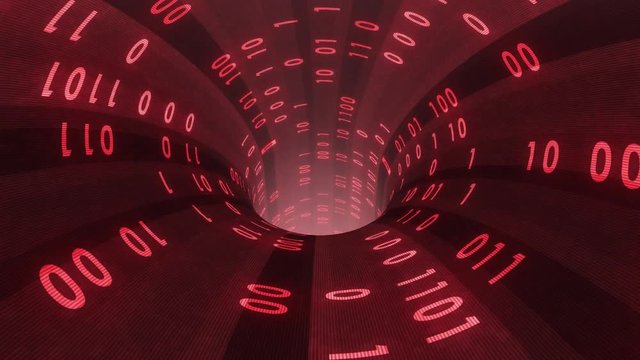 binary numbers data transfer wormhole funnel tunnel animation background new quality technological cool nice beautiful stock 4k video footage