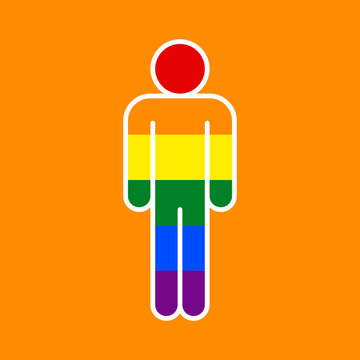 LGBT human sign created using a six-color rainbow flag. This image created for popularize and support the LGBT community in social media. Design graphic element is saved as a vector illustration EPS