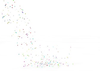 Bright and colorful confetti flying on the floor