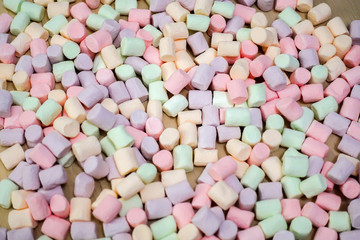 Marshmallows. Background or texture of colorful mini marshmallows.