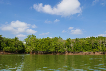 Tropical sea, sky & mountain in summer in Thailand, Phang Nga bay national park for vacation, summer, holiday concept