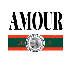 Fototapeta premium slogan Amour phrase graphic vector Print Fashion lettering calligraphy