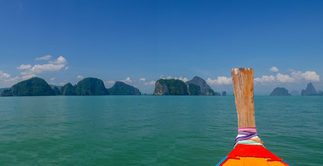 Tropical sea, sky & mountain in summer in Thailand, Phang Nga bay national park for vacation, summer, holiday concept