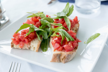 Bruschetta with tomato and basil