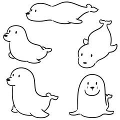 vector set of sea lion