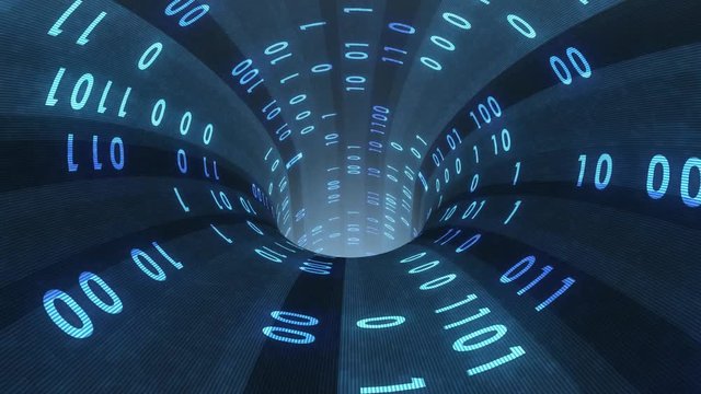 binary numbers data transfer wormhole funnel tunnel animation background new quality technological cool nice beautiful stock 4k video footage