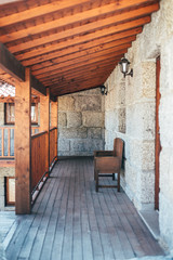 Fototapeta na wymiar Rural cabin with wooden bench