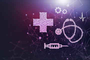 White medical interface over purple