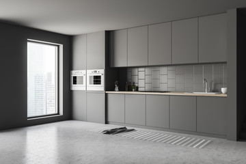 Gray kitchen corner with countertops