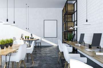 White and brick office interior, poster