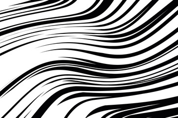 Abstract pattern. Texture with wavy, curves lines. Optical art background. Wave design black and white.
