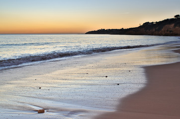 Maria Luisa beach at sunset in Albufeira, Portugal