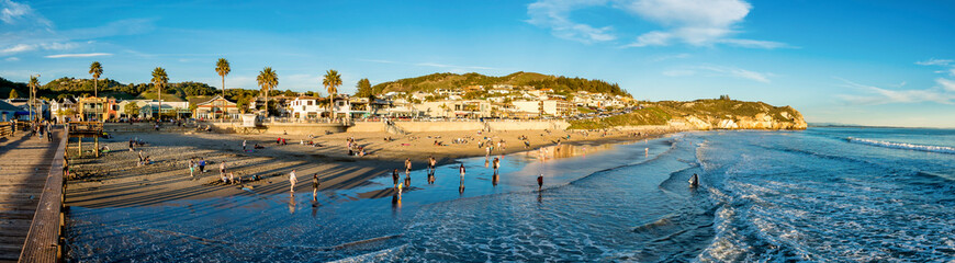 Panorama of Avila Beach, CA from pier