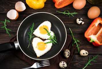 .fried eggs in a skillet