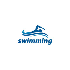 Simple Swimming Logo design inspiration - Vector Illustration