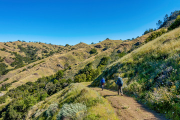 Backpackers on the Coastal Range, CA