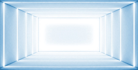 Fototapeta premium White empty room, light lines, white neon. 3D rendering